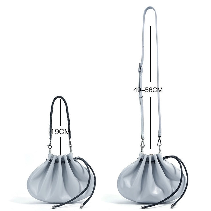 Sheepskin Elegance: Women's Drawstring Crossbody Handbag