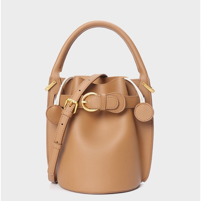 Exquisite Mini Bucket Crossbody Handbag in Genuine Leather