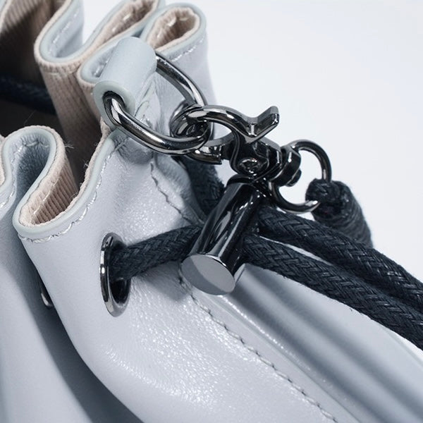 Sheepskin Elegance: Women's Drawstring Crossbody Handbag