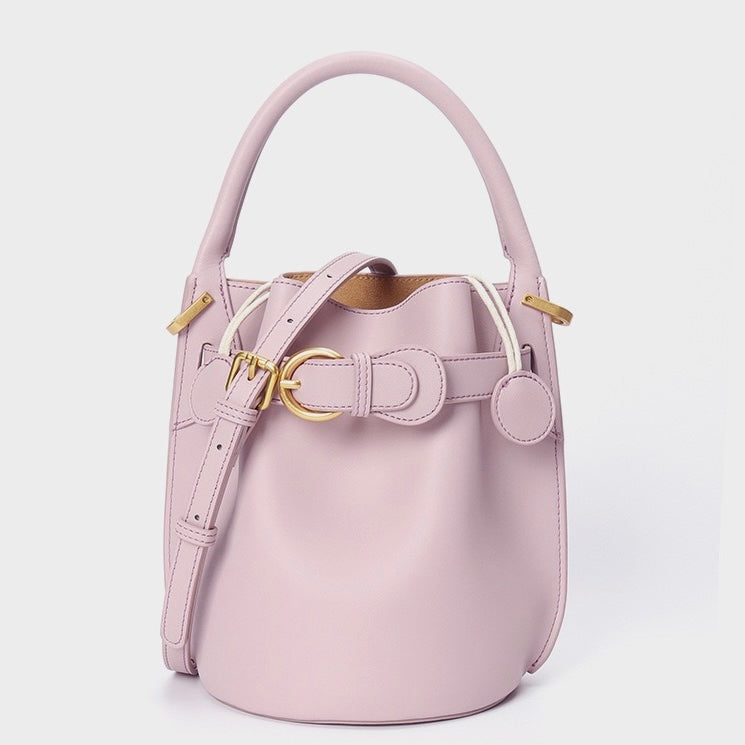 Exquisite Mini Bucket Crossbody Handbag in Genuine Leather