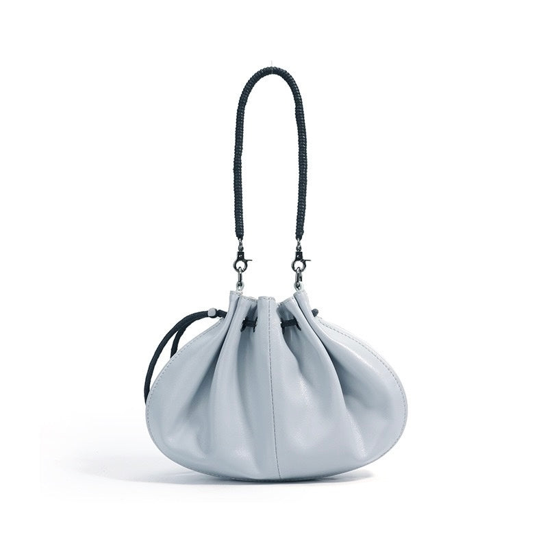 Sheepskin Elegance: Women's Drawstring Crossbody Handbag