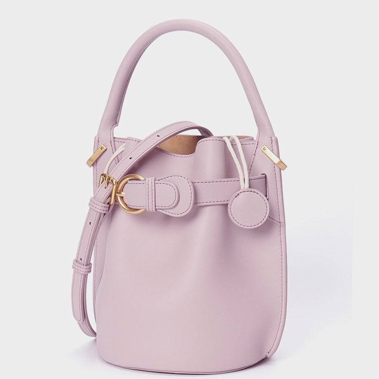 Exquisite Mini Bucket Crossbody Handbag in Genuine Leather