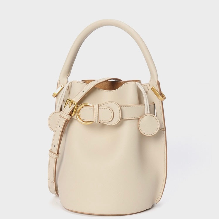 Exquisite Mini Bucket Crossbody Handbag in Genuine Leather