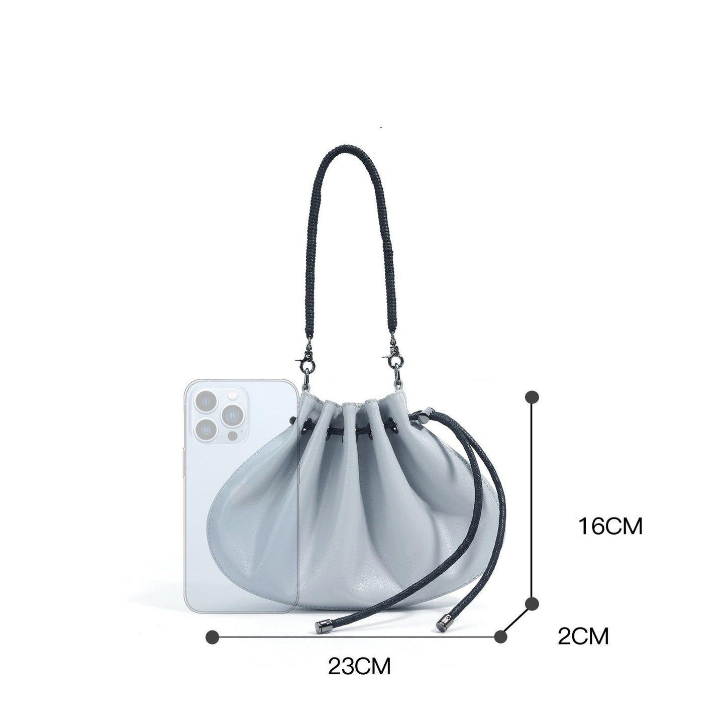 Sheepskin Elegance: Women's Drawstring Crossbody Handbag