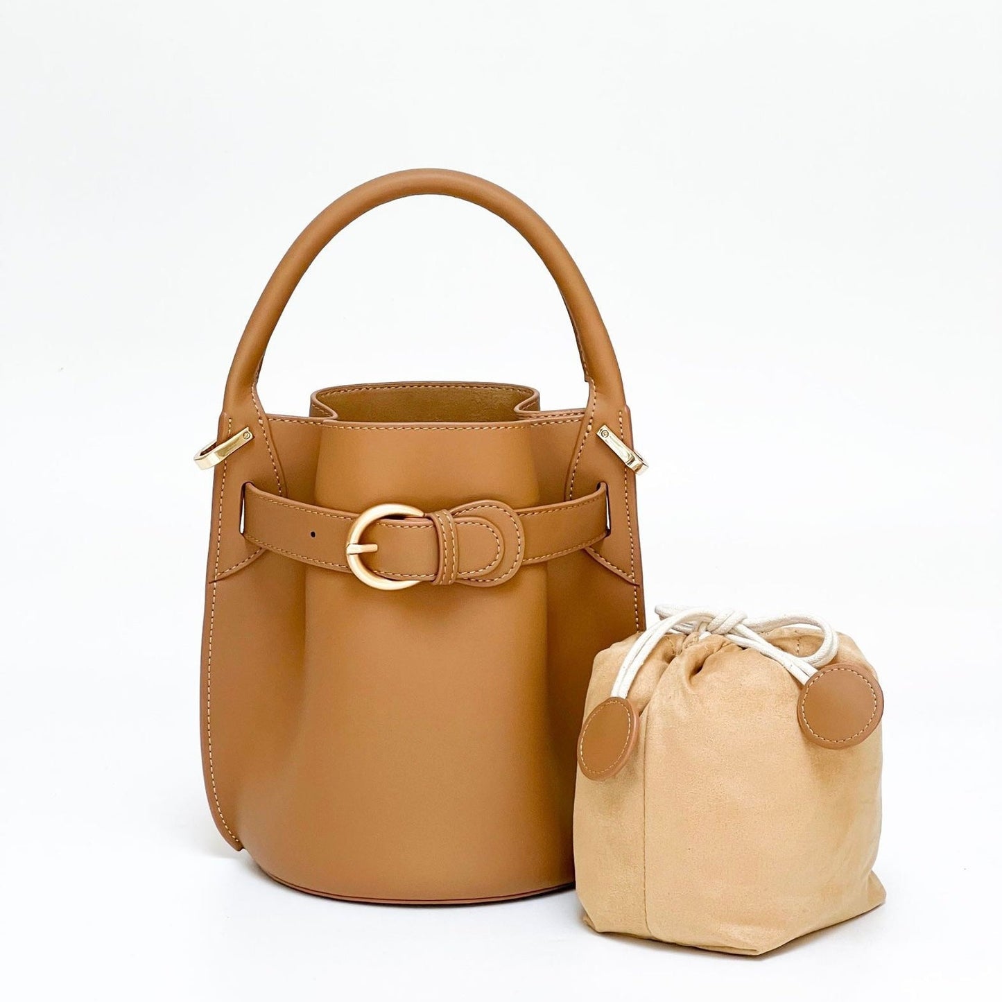 Exquisite Mini Bucket Crossbody Handbag in Genuine Leather