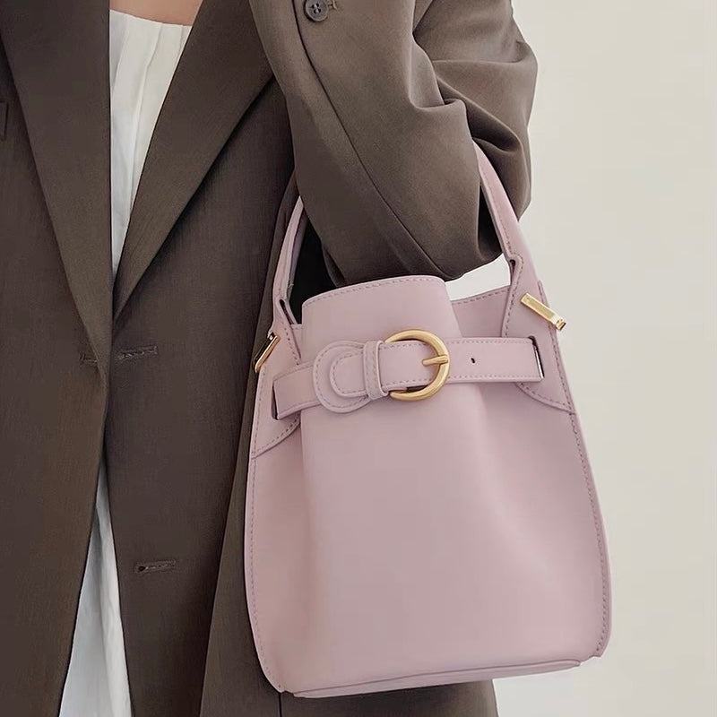 Exquisite Mini Bucket Crossbody Handbag in Genuine Leather