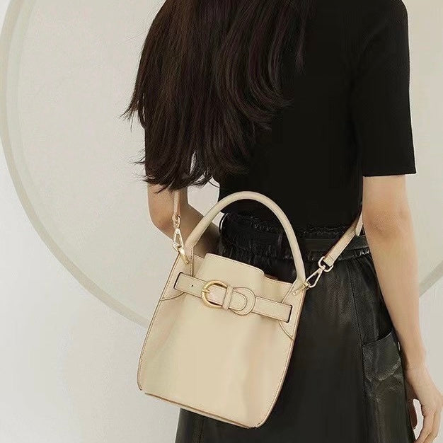 Exquisite Mini Bucket Crossbody Handbag in Genuine Leather