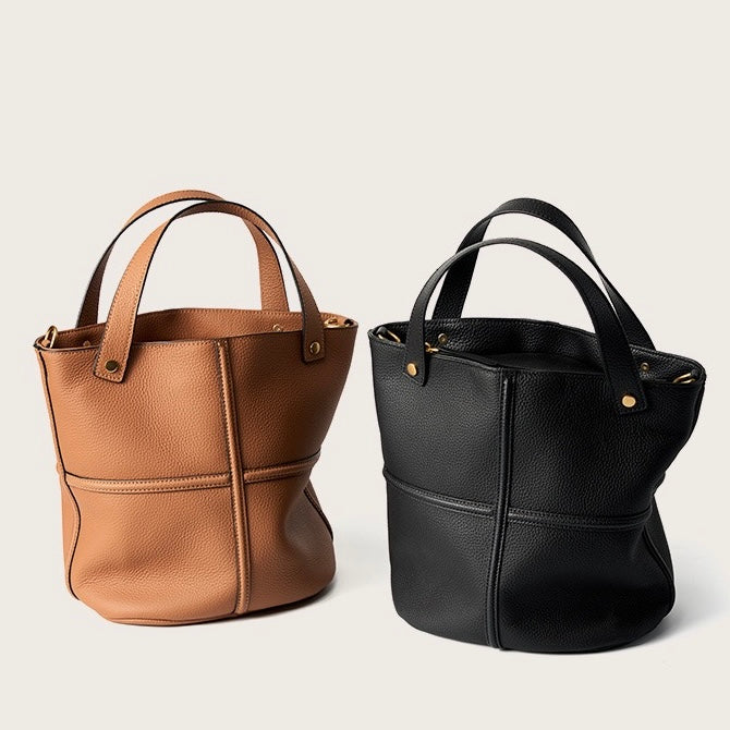 Elegant Genuine Leather Large Capacity Bucket Bag for Women