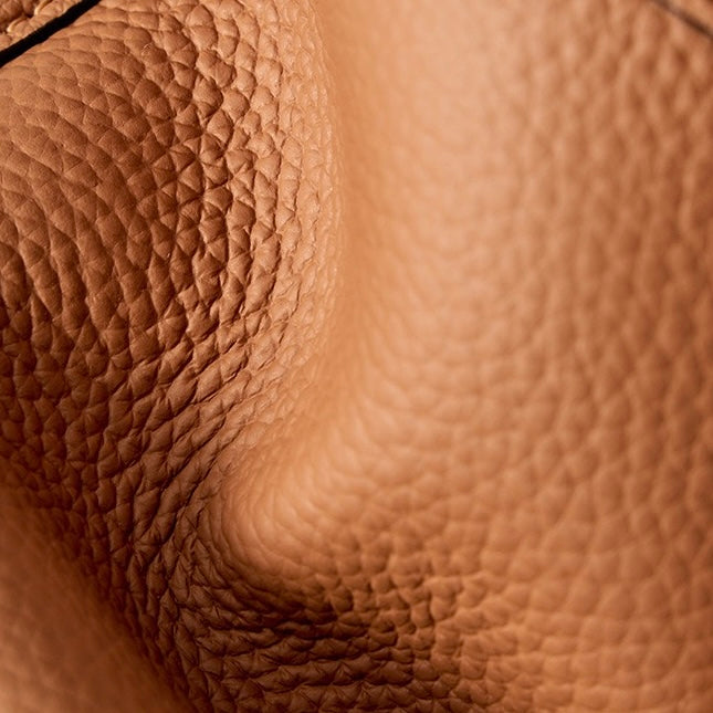 Elegant Genuine Leather Large Capacity Bucket Bag for Women