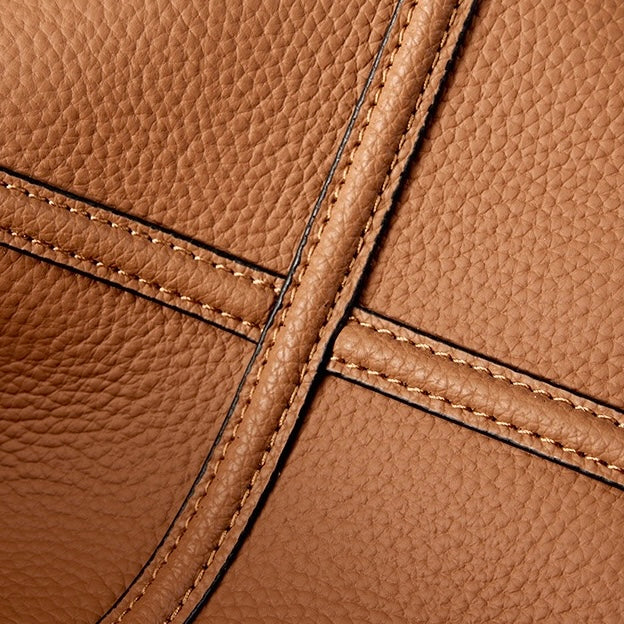 Elegant Genuine Leather Large Capacity Bucket Bag for Women