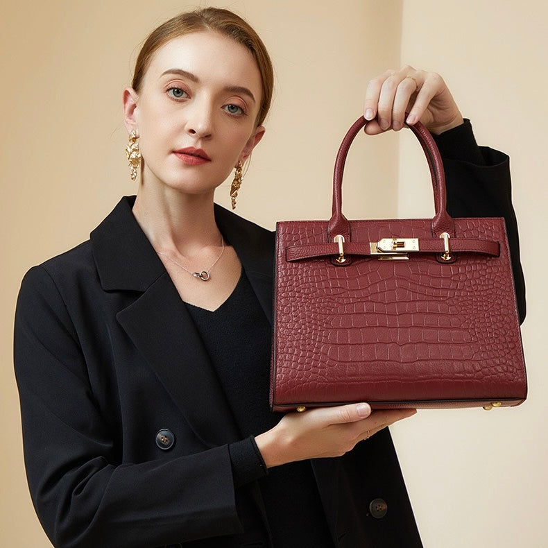 Genuine Leather Classic Crossbody Tote Bag for Women