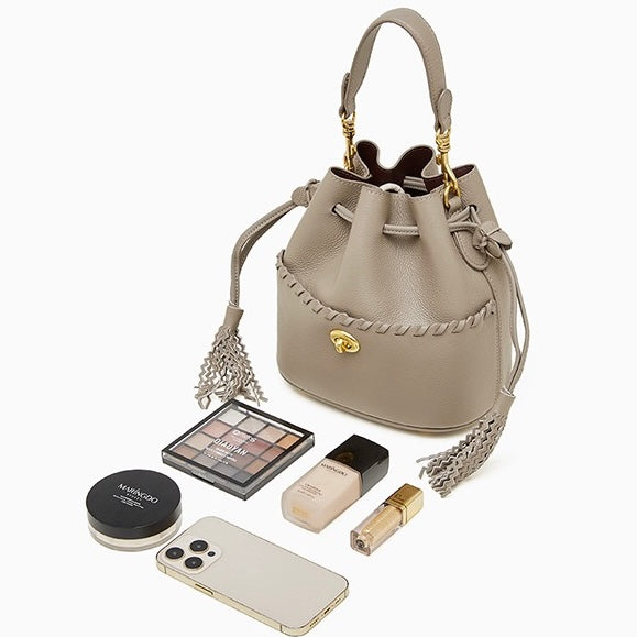 Women's Premium Cowhide Fringe Bucket Crossbody Handbag
