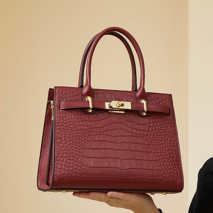 Genuine Leather Classic Crossbody Tote Bag for Women