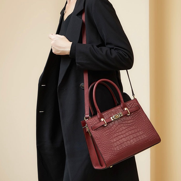 Genuine Leather Classic Crossbody Tote Bag for Women