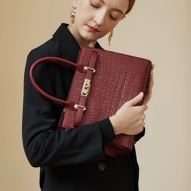 Genuine Leather Classic Crossbody Tote Bag for Women