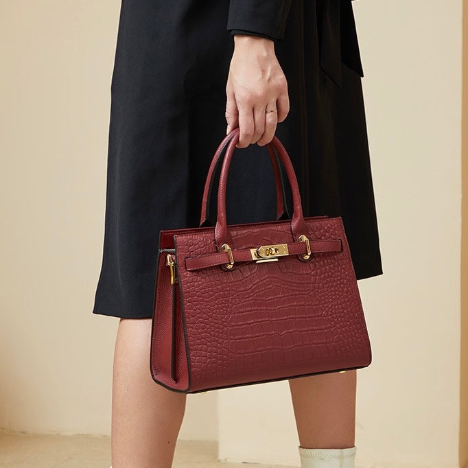 Genuine Leather Classic Crossbody Tote Bag for Women