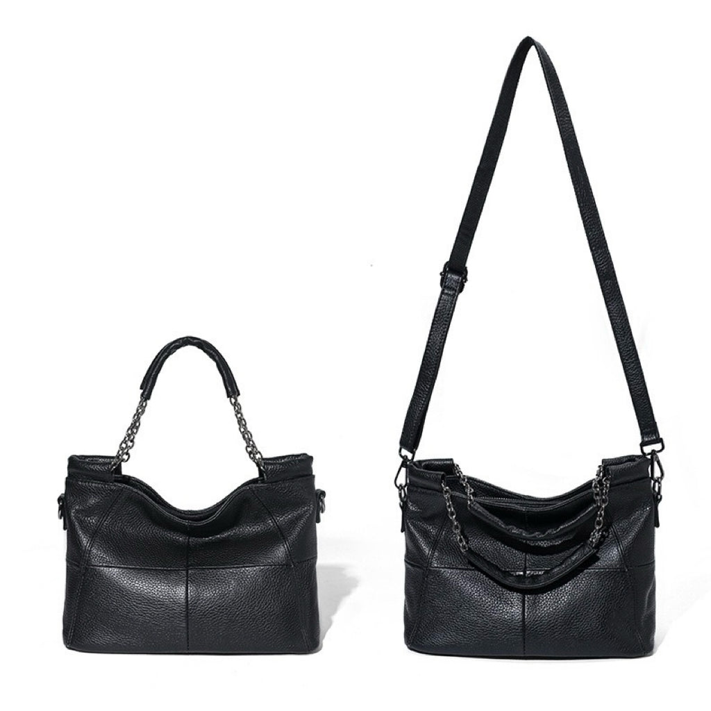 Luxury Genuine Leather Chain Tote: Elegant Handheld & Shoulder Bag