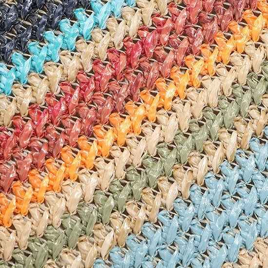 Summer Luxe Genuine Leather & Straw Color Block Bucket Bag