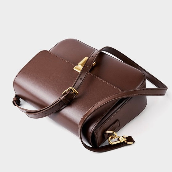 Genuine Leather Commuter Shoulder Box Bag for Women