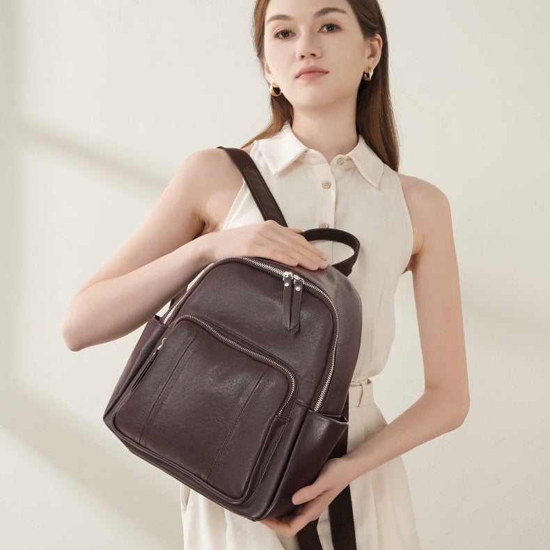 Chic Genuine Leather Multifunctional Backpack for Modern Women