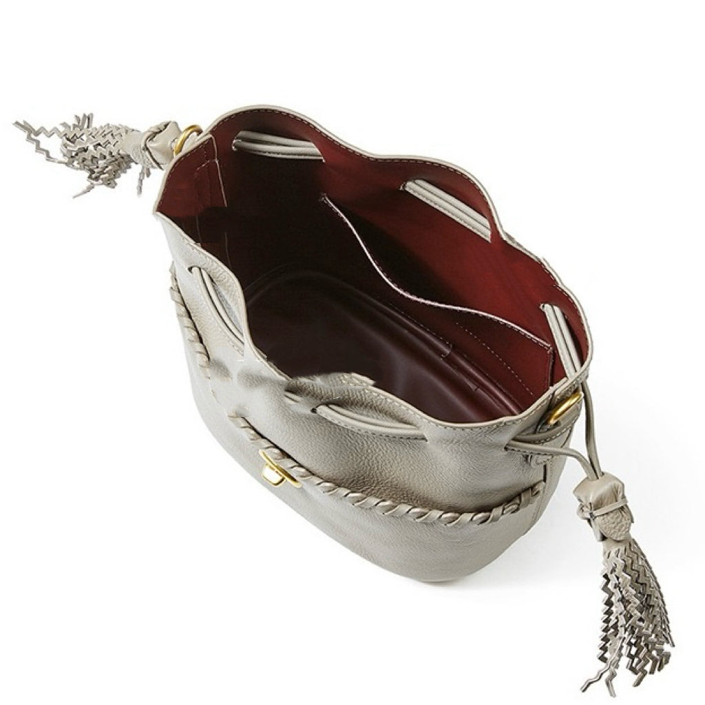 Women's Premium Cowhide Fringe Bucket Crossbody Handbag