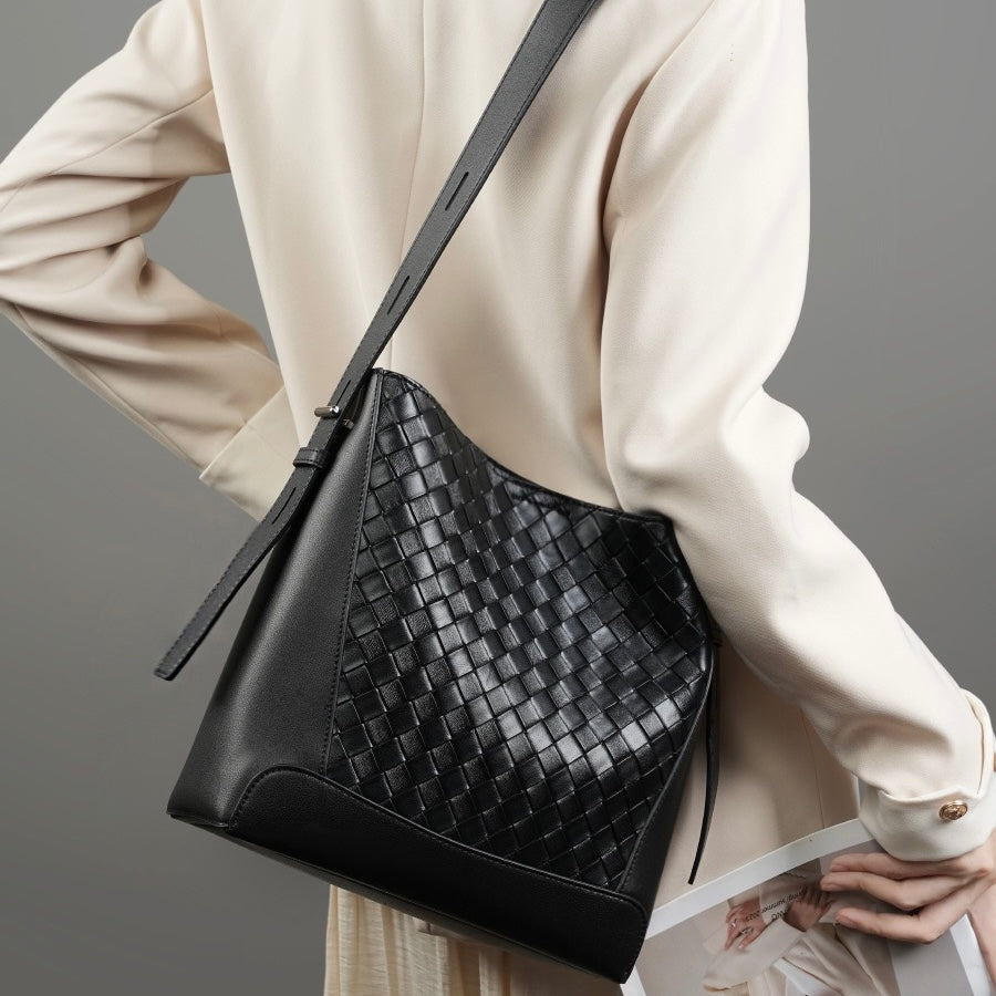 Exquisite Handwoven Cowhide Crossbody and Shoulder Bag