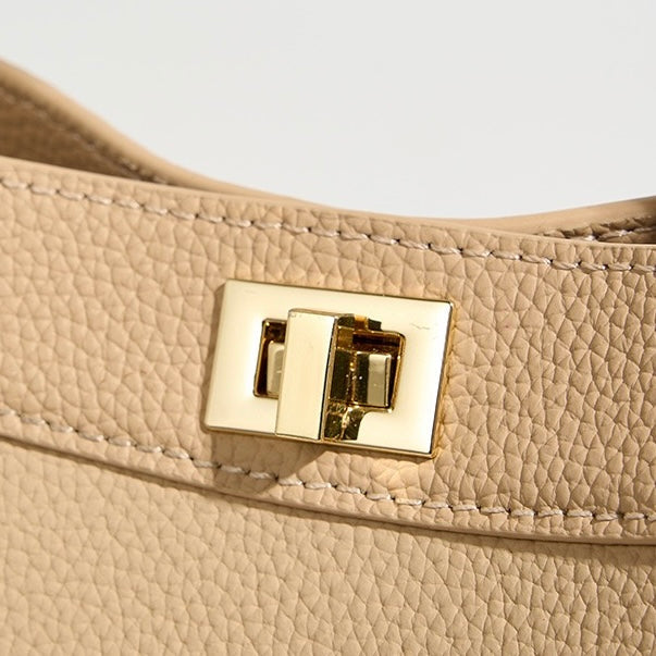 Genuine Leather Minimalist Bucket Bag for Women