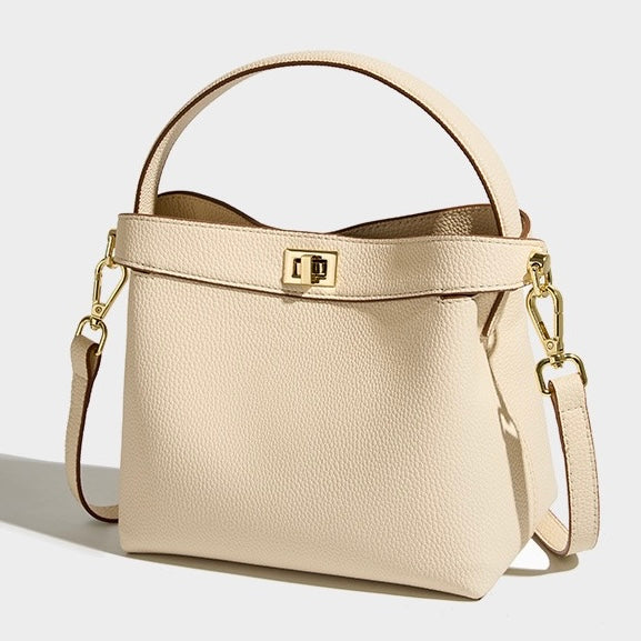 Genuine Leather Minimalist Bucket Bag for Women