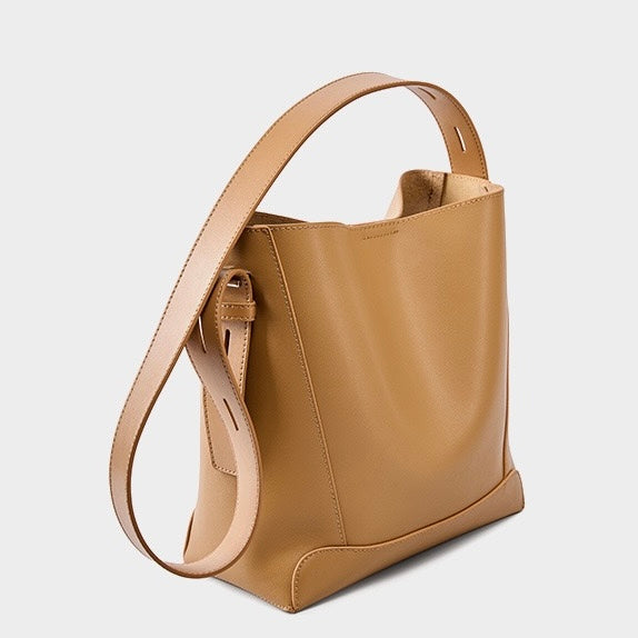 Oversized Genuine Leather Bucket Bag for Women