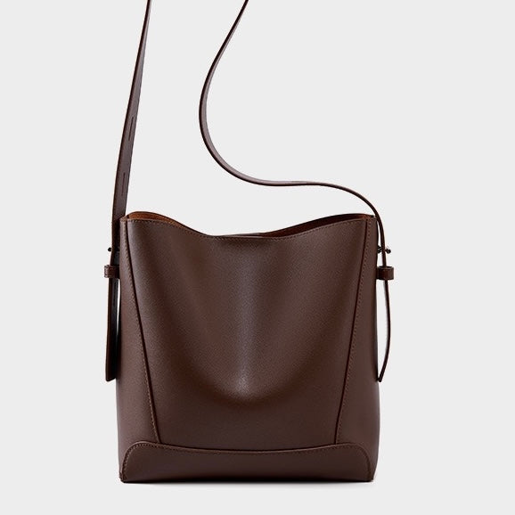 Oversized Genuine Leather Bucket Bag for Women