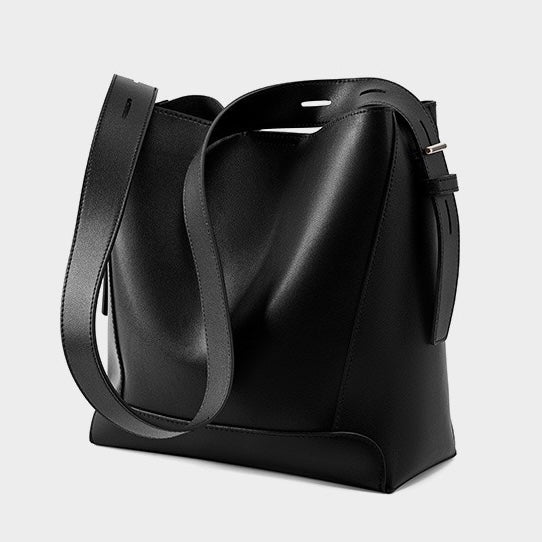 Oversized Genuine Leather Bucket Bag for Women
