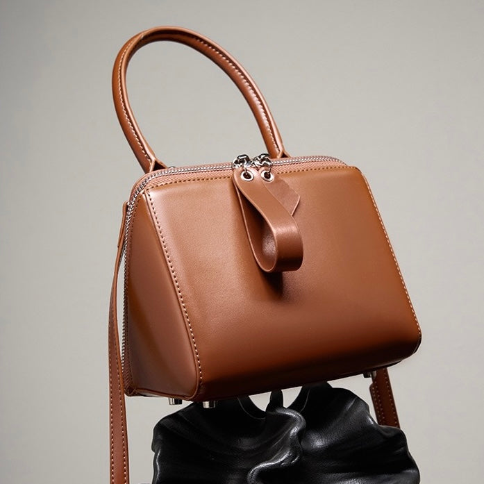 Chic French Inspired Genuine Leather Crossbody Bag