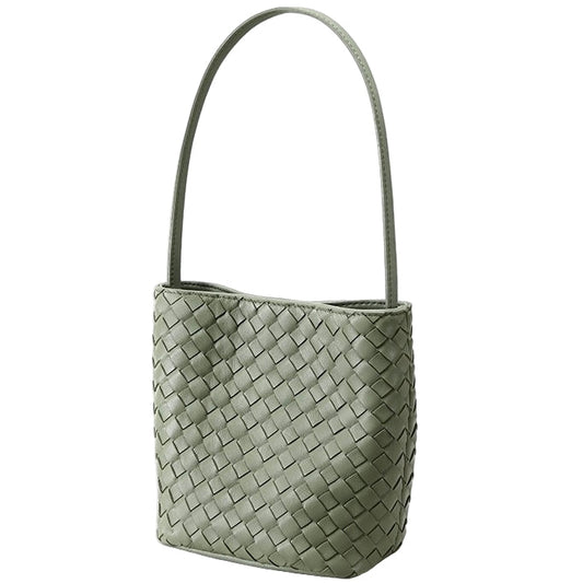 Genuine Sheepskin Retro Woven Bucket Bag for Women