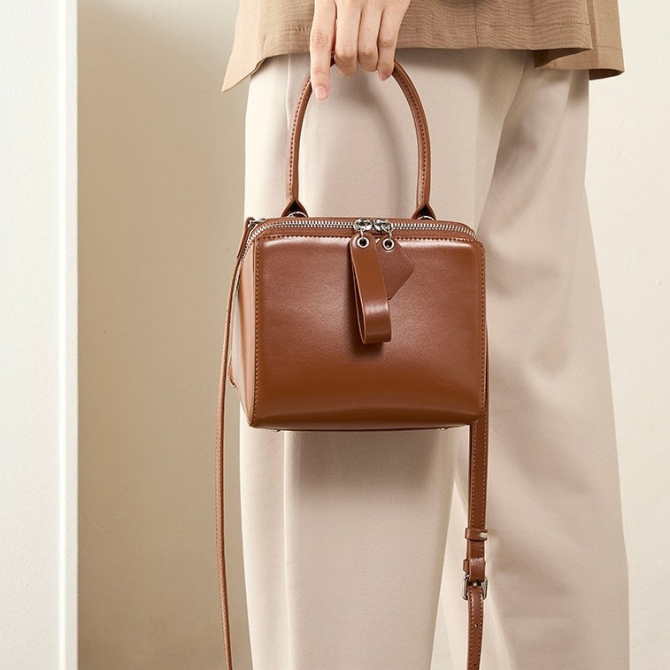 Chic French Inspired Genuine Leather Crossbody Bag