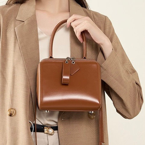 Chic French Inspired Genuine Leather Crossbody Bag