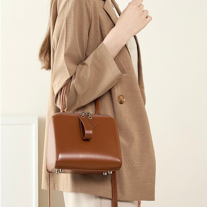 Chic French Inspired Genuine Leather Crossbody Bag