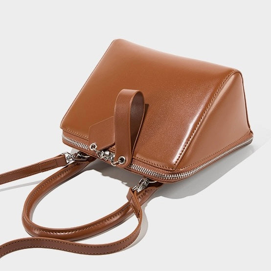 Chic French Inspired Genuine Leather Crossbody Bag