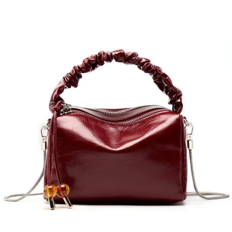 Beaded Leather Bento Box Crossbody Bag