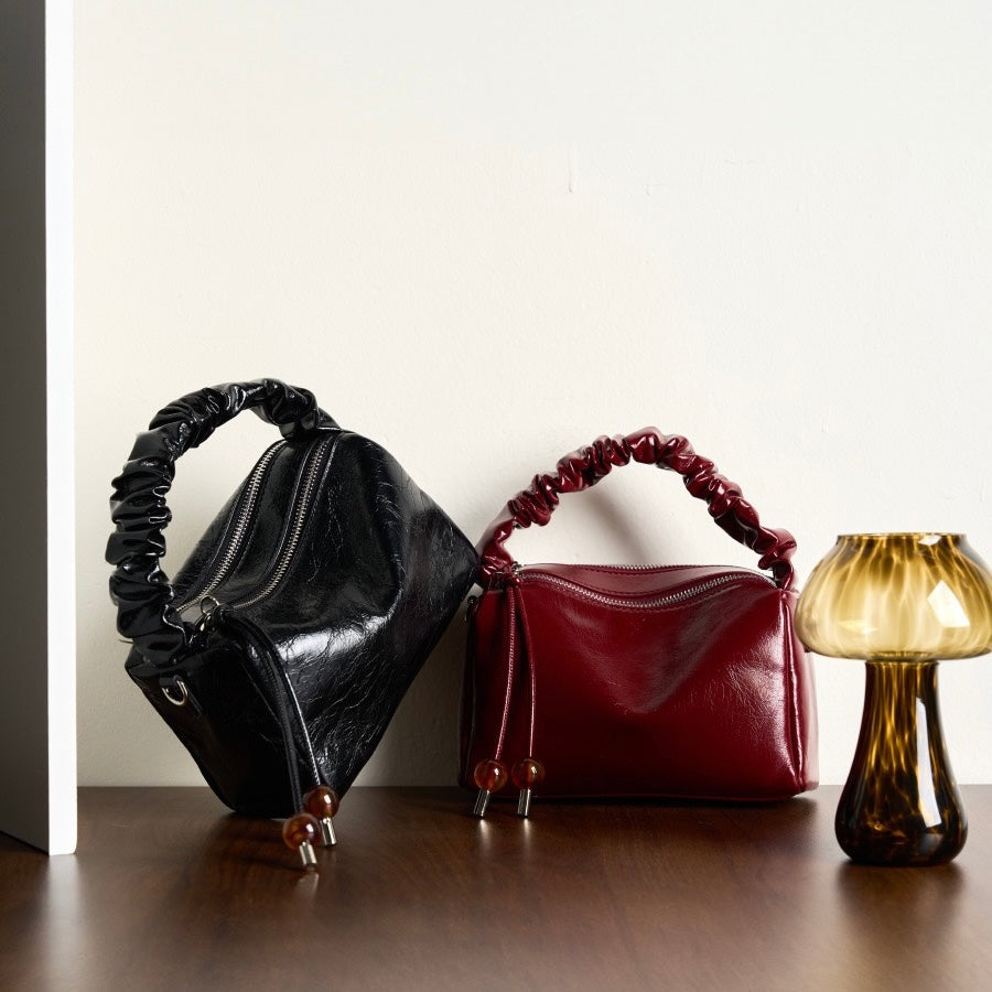 Beaded Leather Bento Box Crossbody Bag