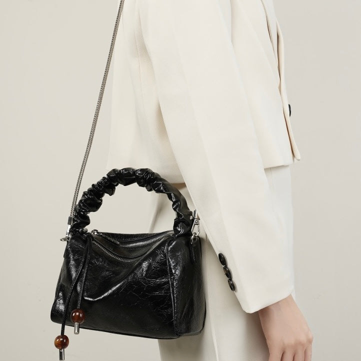 Beaded Leather Bento Box Crossbody Bag