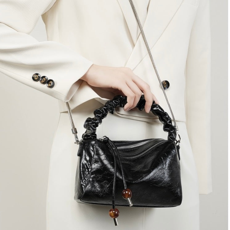 Beaded Leather Bento Box Crossbody Bag