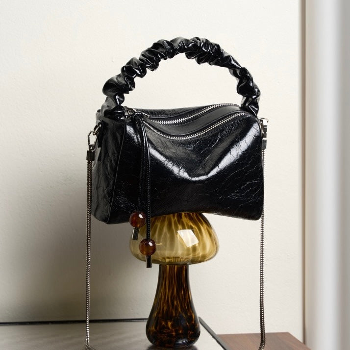 Beaded Leather Bento Box Crossbody Bag