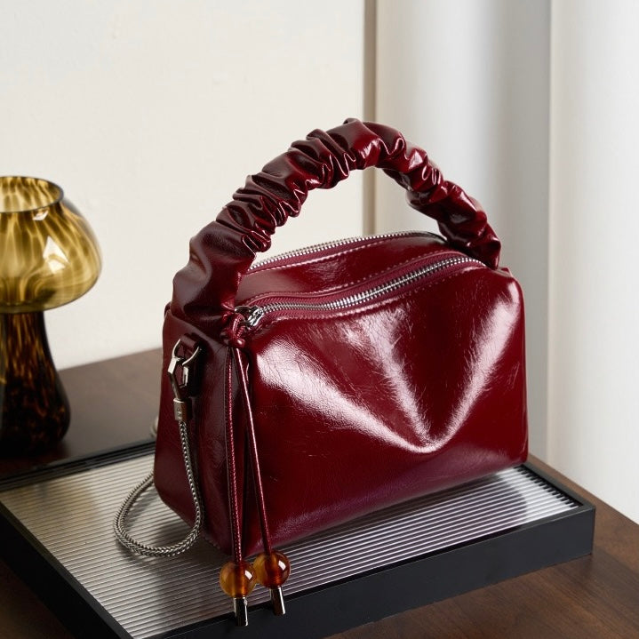 Beaded Leather Bento Box Crossbody Bag