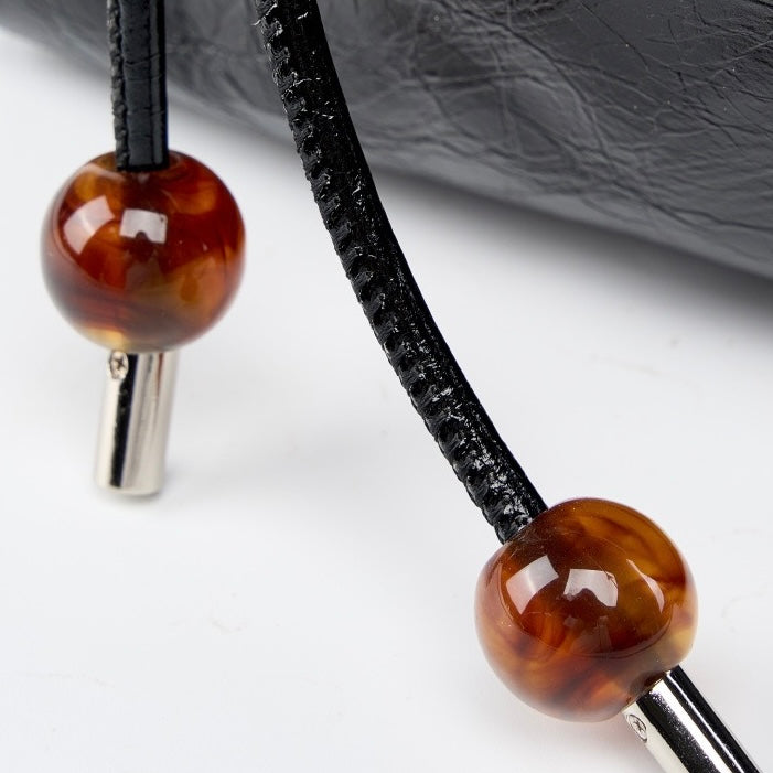 Beaded Leather Bento Box Crossbody Bag