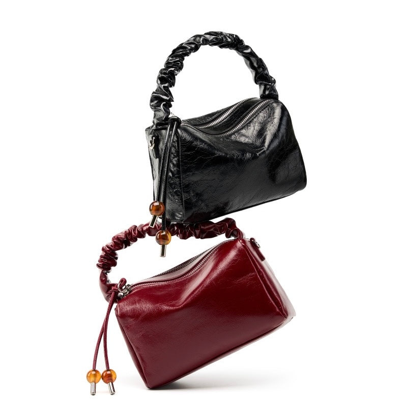 Beaded Leather Bento Box Crossbody Bag