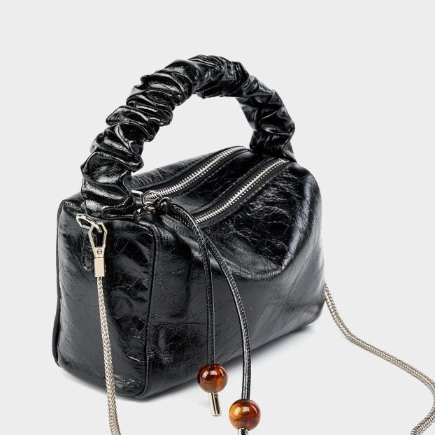 Beaded Leather Bento Box Crossbody Bag