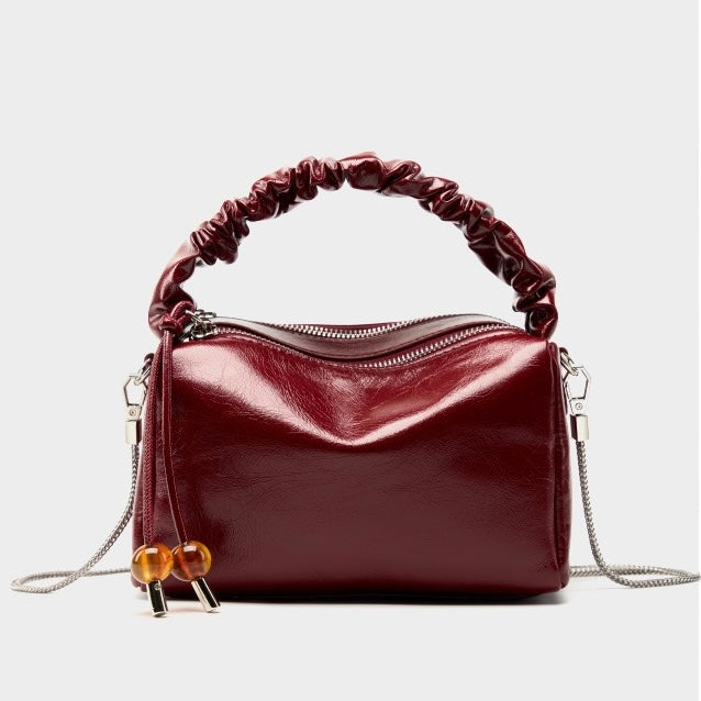 Beaded Leather Bento Box Crossbody Bag