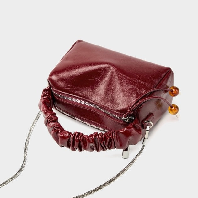 Beaded Leather Bento Box Crossbody Bag