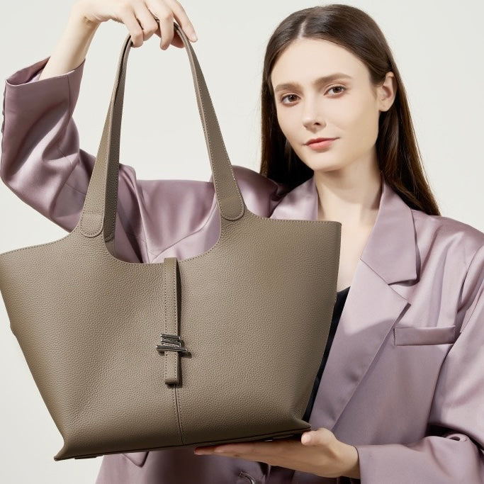 2025 Luxe Genuine Leather Commuter Tote Bag