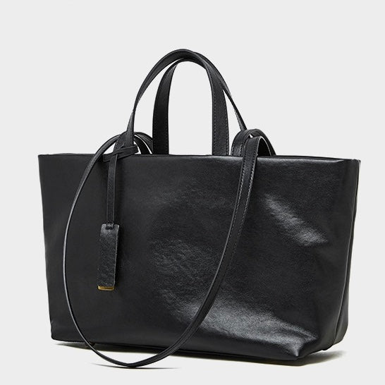 Vintage Leather Luxe Crossbody Tote Bag